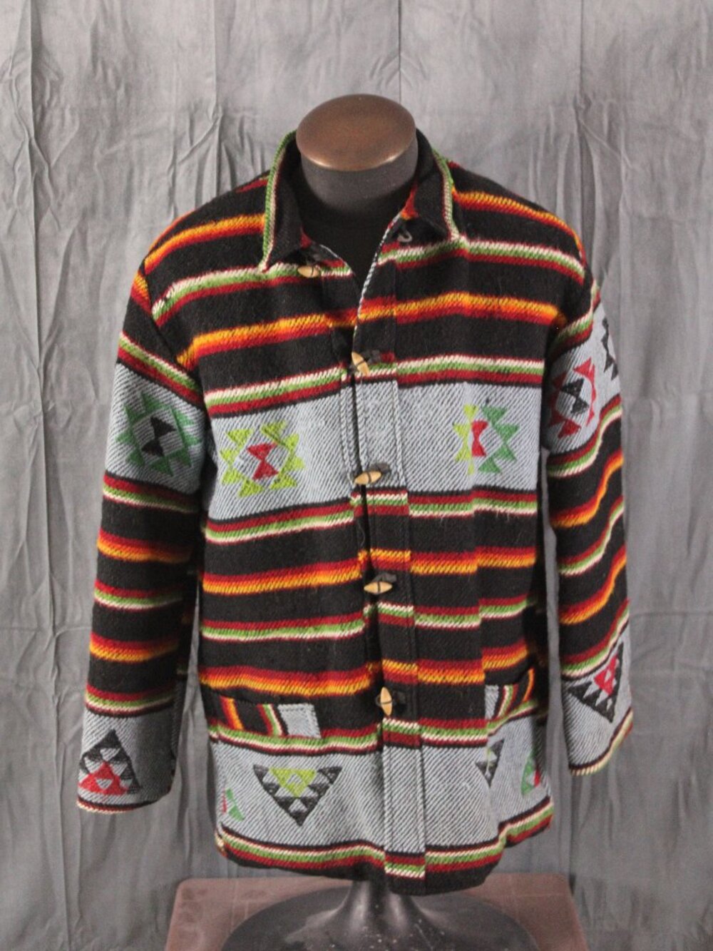 Vintage Western Jacket - Navajo Tribal Patterns Wool Jacket - Men's Large